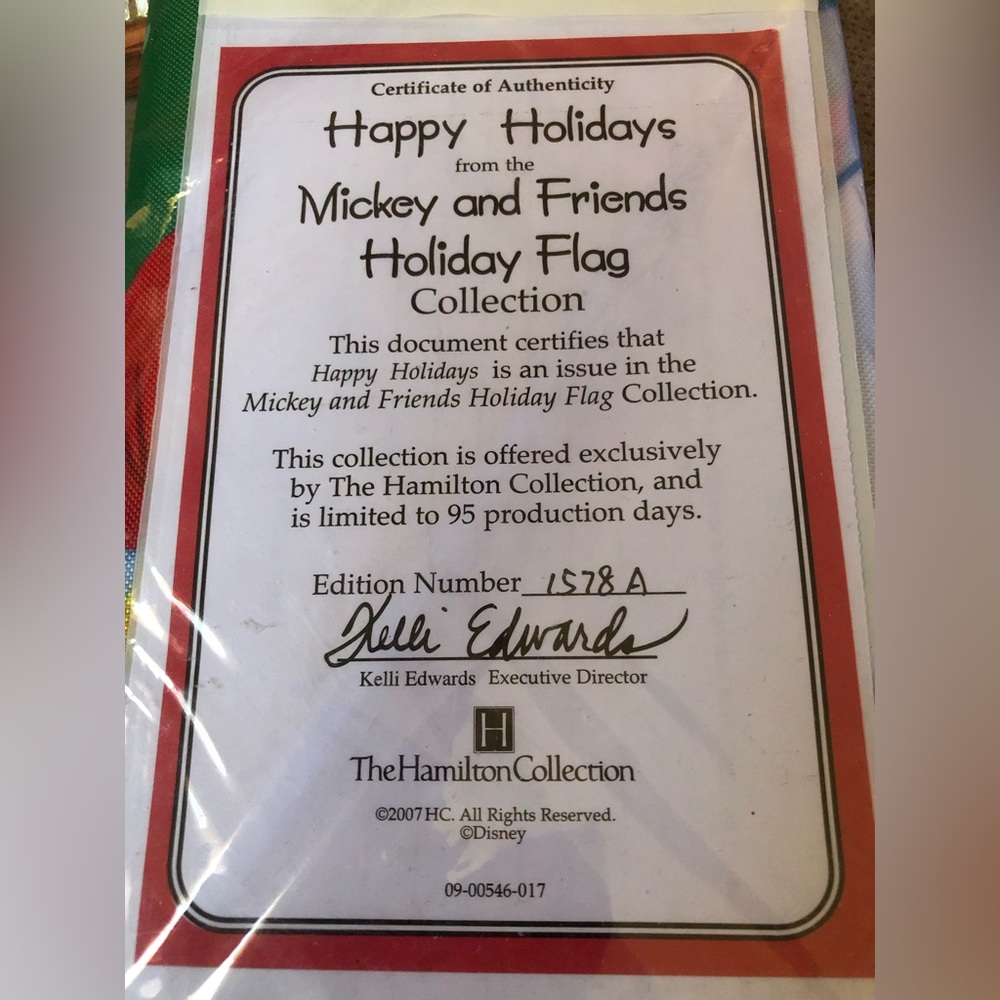 The Hamilton Collection “Mickey & Friends” Holiday Flag